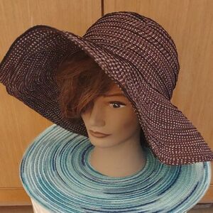 Wallaroo Hat Company Brown/White Polka Dot "Scrunchie" Hat